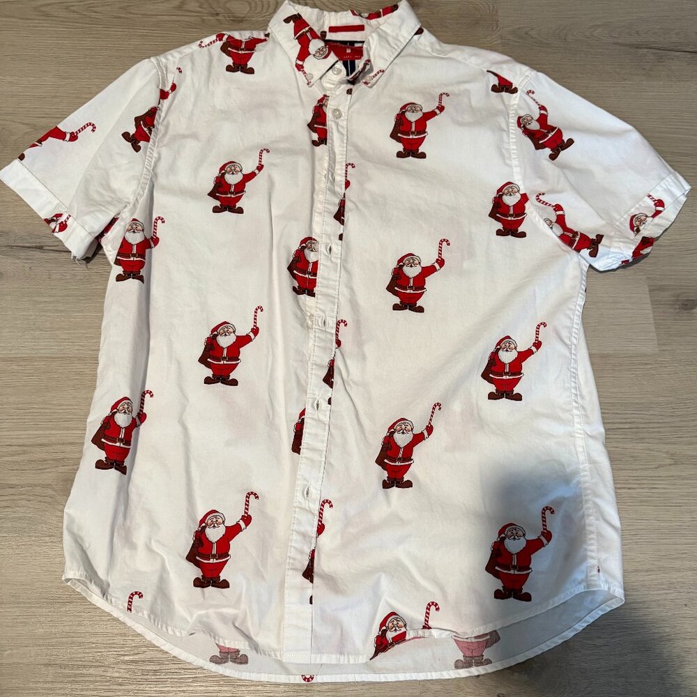 Denim & Flower Christmas Button Down